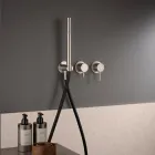 Built-in Bath Mixer with 3 Outlets in AISI 316L Steel - Artigli Viadurini