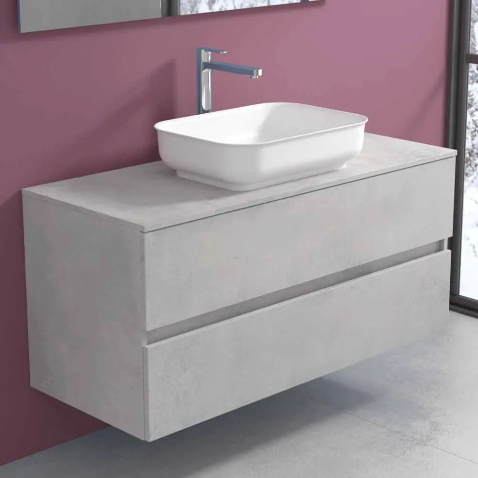 Suspended Bathroom Furniture with Washbasin, Design in 4 Finishes - Paoletto Viadurini