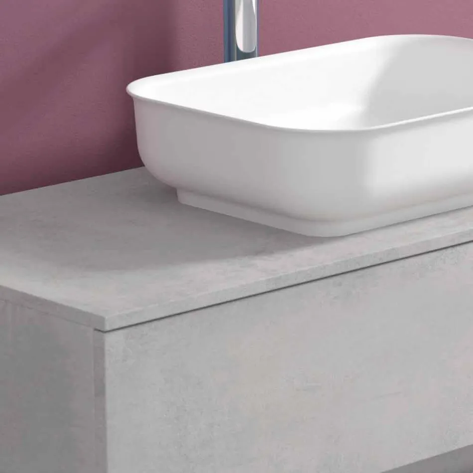 Suspended Bathroom Furniture with Washbasin, Design in 4 Finishes - Paoletto Viadurini