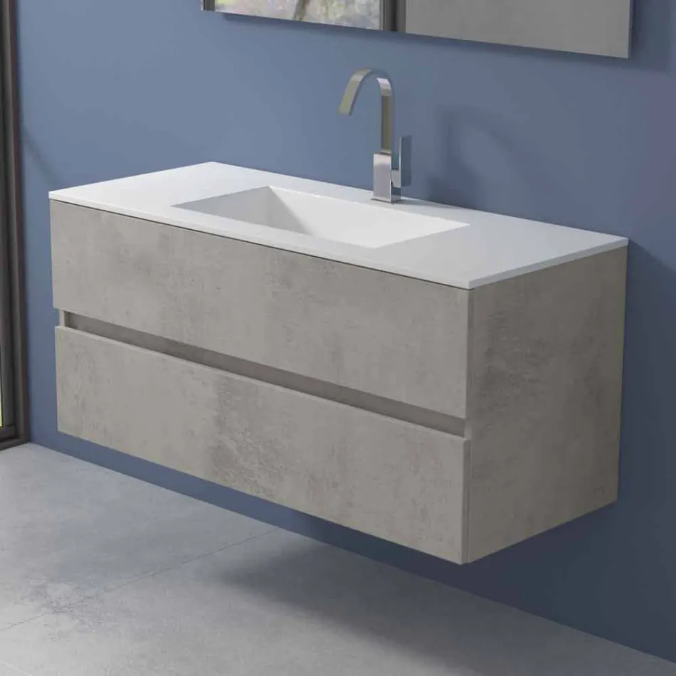 Suspension Cabinet for Bathroom with Integrated Washbasin in 3 Dimensions - Marione Viadurini