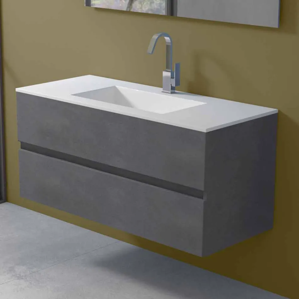 Suspension Cabinet for Bathroom with Integrated Washbasin in 3 Dimensions - Marione Viadurini