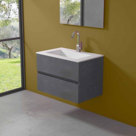 Suspension Cabinet for Bathroom with Integrated Washbasin in 3 Dimensions - Marione Viadurini
