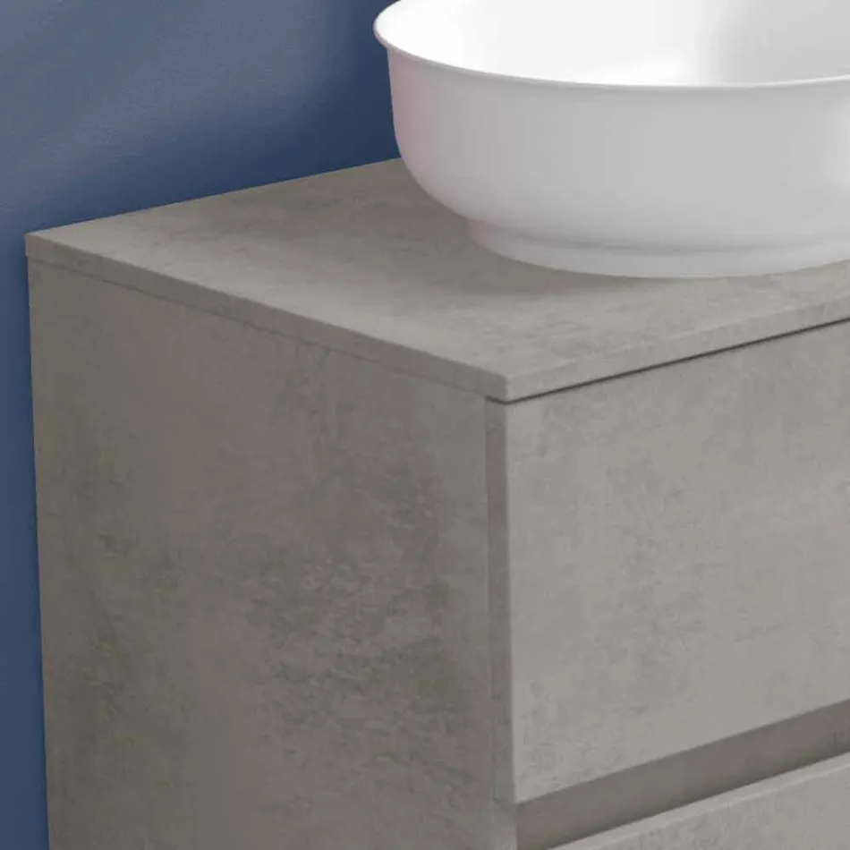 Suspended Bathroom Furniture and Oval Washbasin, Modern Design - Cesiro Viadurini