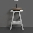 Bathroom Furniture with Wood Finish and Gray Semi-Curved Top - Raomi Viadurini