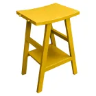 Reclaimed Teak Bathroom Furniture with Yellow Semi-Curved Top - Raomi Viadurini