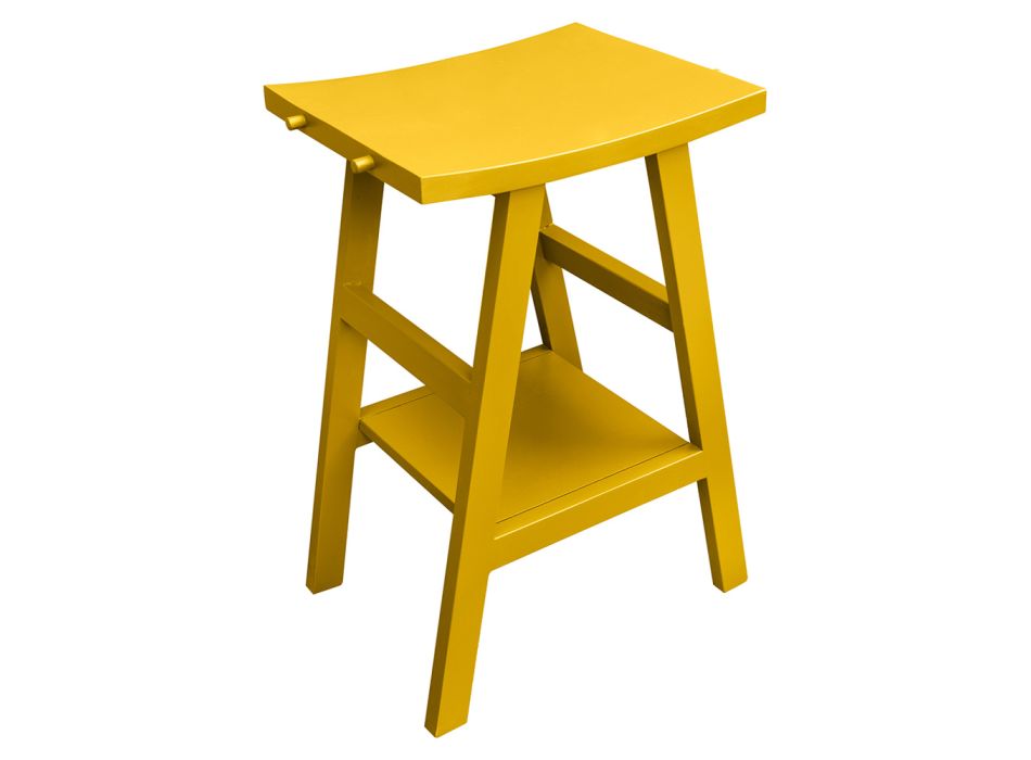 Reclaimed Teak Bathroom Furniture with Yellow Semi-Curved Top - Raomi Viadurini