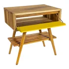 Bathroom Furniture in Natural Teak with Yellow Drawer - Gatien Viadurini