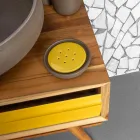 Bathroom Furniture in Natural Teak with Yellow Drawer - Gatien Viadurini