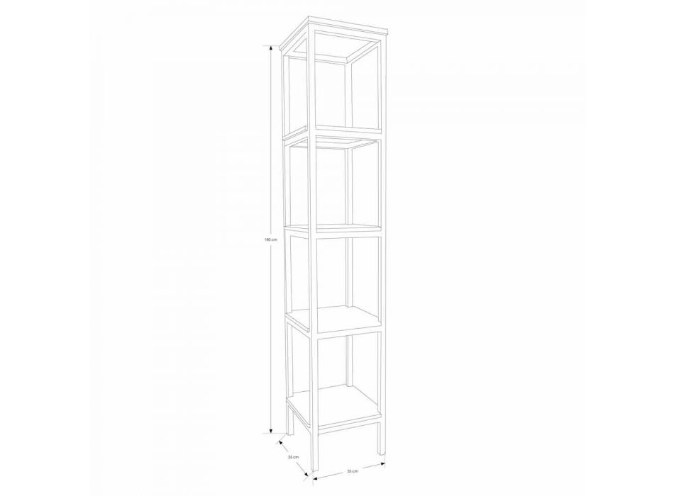 Column Bathroom Cabinet in Teak and Steel with 4 Open Shelves - Tamburino Viadurini