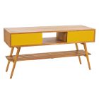 Yellow Bathroom Cabinet in Natural Teak with Chest of Drawers - Hamadou Viadurini