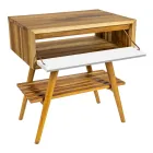 Floor Bathroom Cabinet in Reclaimed Teak and White Support Top - Gatien Viadurini