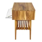 Floor Bathroom Cabinet in Reclaimed Teak and White Support Top - Gatien Viadurini