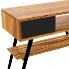 Modern Black Bathroom Cabinet in Natural Teak with Drawers - Benoit Viadurini