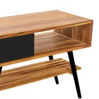 Modern Black Bathroom Cabinet in Natural Teak with Drawers - Benoit Viadurini