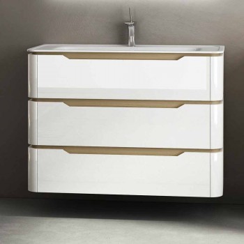 Bathroom cabinet with 3 drawers modern Arya wood, made in Italy