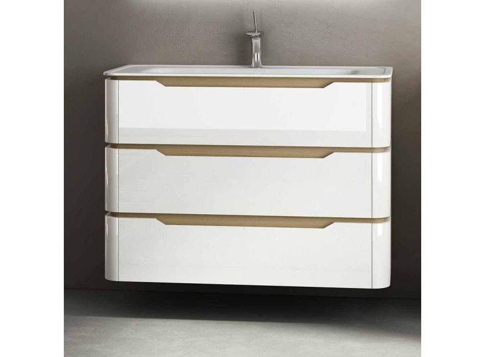 Bathroom cabinet with 3 drawers modern Arya wood, made in Italy