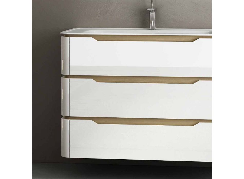 Bathroom cabinet with 3 drawers modern Arya wood, made in Italy Viadurini