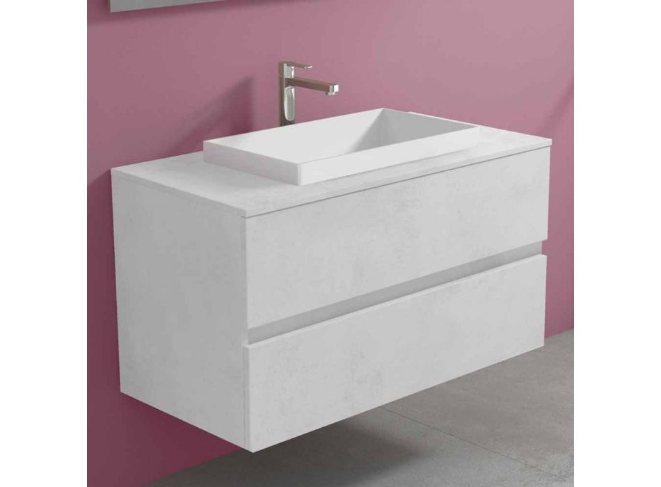 Bathroom cabinet with built-in washbasin, modern suspended design - Casimira Viadurini