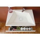 Bathroom cabinet with sink and mirror, modern design in white wood and resin - Fausta Viadurini