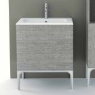 Bathroom cabinet with integrated washbasin in Ambra ecolegno, made in Italy Viadurini