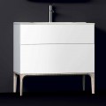 Ambra bathroom vanity with built-in basin, resin and lacquered wood