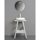 Design Bathroom Cabinet in Natural Teak with Matt White Top and Support - Raomi Viadurini