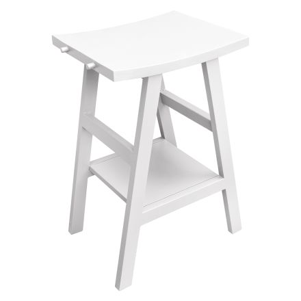 Design Bathroom Cabinet in Natural Teak with Matt White Top and Support - Raomi Viadurini