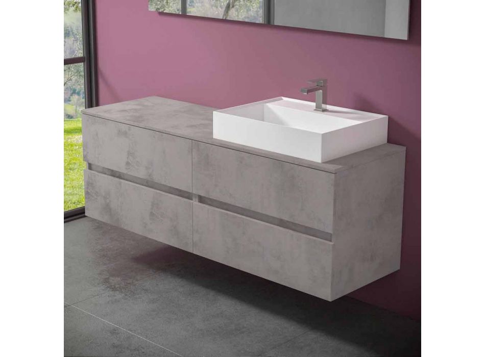 Modern Design Bathroom Cabinet with Right or Left Countertop Washbasin 4 Finishes - Alchimeo Viadurini