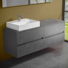 Modern Design Bathroom Cabinet with Right or Left Countertop Washbasin 4 Finishes - Alchimeo Viadurini