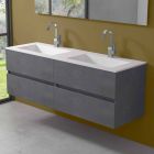 Double Washbasin Bathroom Cabinet, Modern Design Suspended in 4 Finishes - Doublet Viadurini