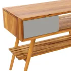 Reclaimed Teak Gray Bathroom Cabinet with Gray Drawer - Benoit Viadurini