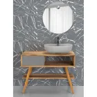 Reclaimed Teak Gray Bathroom Cabinet with Gray Drawer - Benoit Viadurini