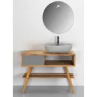 Reclaimed Teak Gray Bathroom Cabinet with Gray Drawer - Benoit Viadurini