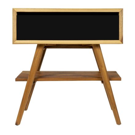 Modern Bathroom Cabinet with Wood Finish and Large Black Color Top - Gatien Viadurini