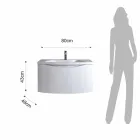 Modern Suspended Bathroom Cabinet with Sink Shelf and Design Mirror - Michele Viadurini