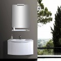 Modern White Suspended Bathroom Cabinet with Sink, Shelf, LED Mirror - Michele