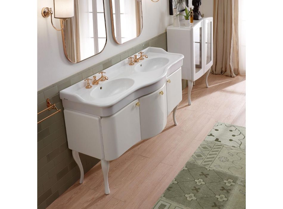 Single Color Bathroom Cabinet with White Ceramic Washbasin - Candy Viadurini