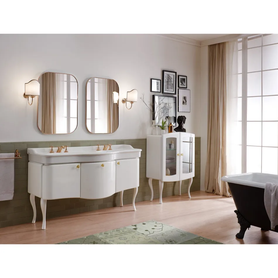 Single Color Bathroom Cabinet with White Ceramic Washbasin - Candy Viadurini