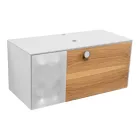 100 cm Wall-Hung Bathroom Cabinet in 8 mm Tempered Glass and European Oak - Excelsior Viadurini