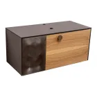 100 cm Wall-Hung Bathroom Cabinet in 8 mm Tempered Glass and European Oak - Excelsior Viadurini