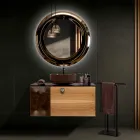 100 cm Wall-Hung Bathroom Cabinet in 8 mm Tempered Glass and European Oak - Excelsior Viadurini