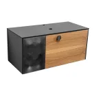 100 cm Wall-Hung Bathroom Cabinet in 8 mm Tempered Glass and European Oak - Excelsior Viadurini