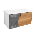 80 cm Wall-Hung Bathroom Cabinet in 8 mm Tempered Glass and European Oak - Excelsior Viadurini