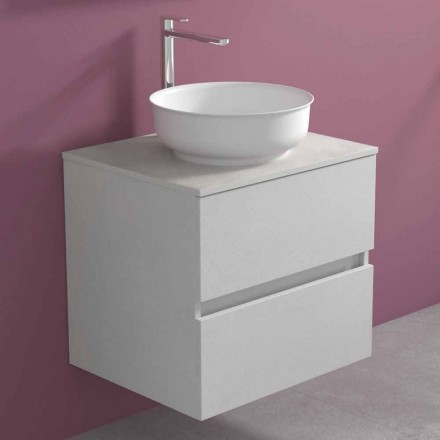 Suspended Bathroom Cabinet with Round Countertop Washbasin, Modern Design - Dumbo Viadurini