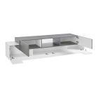 Low Wooden TV Stand Living Room 4 Doors and Open Compartment - Theresse Viadurini