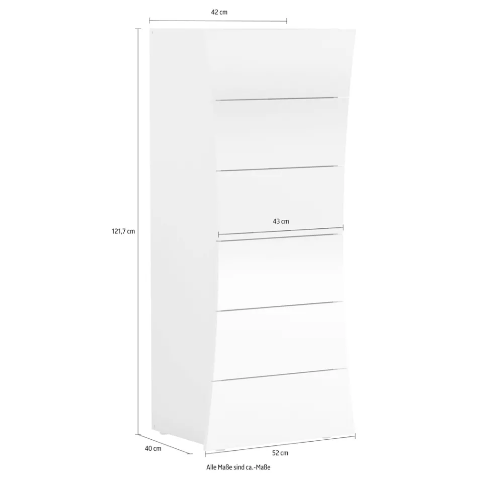 Mobile High Chest of Drawers White 6 Drawers in Sustainable Wood - Sabine Viadurini