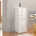 Mobile High Chest of Drawers White 6 Drawers in Sustainable Wood - Sabine
