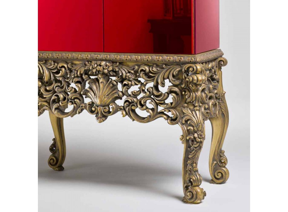 Furniture with carved wood base luxury design, made in Italy, Sam