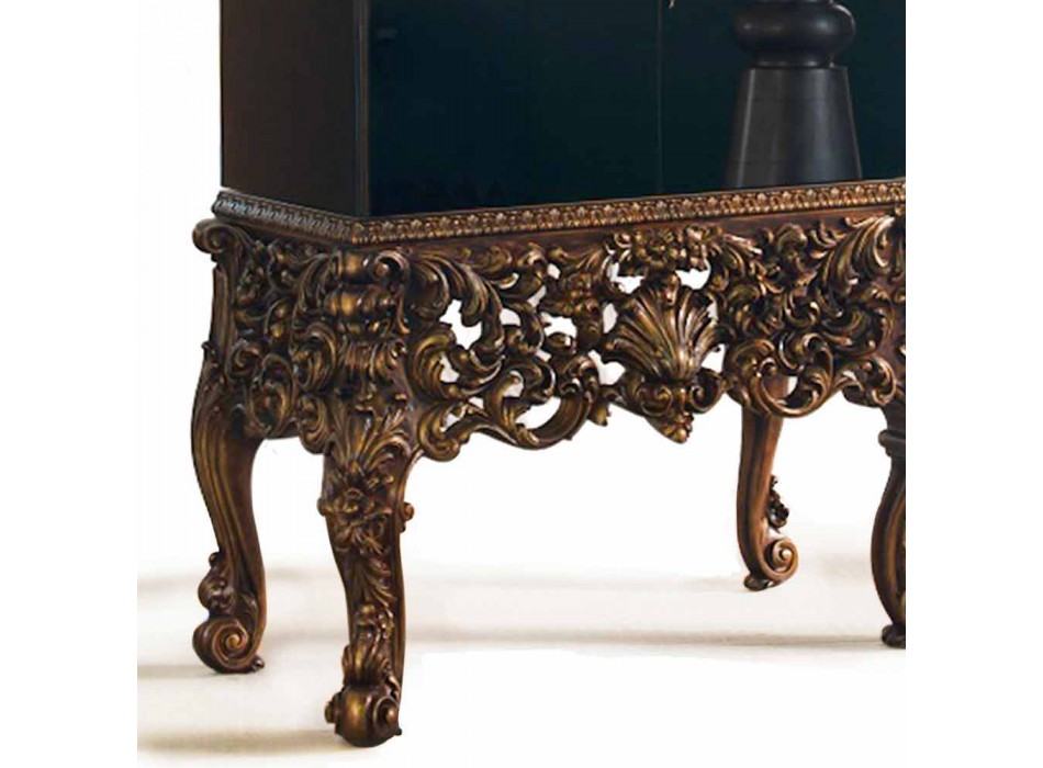 Furniture with carved wood base luxury design, made in Italy, Sam Viadurini
