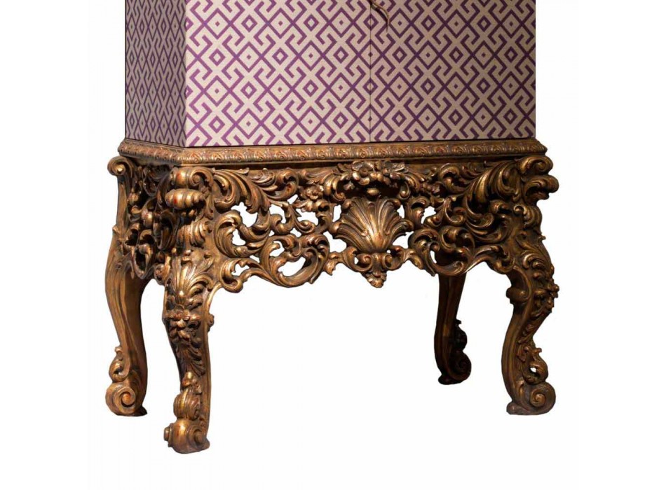Furniture with carved wood base luxury design, made in Italy, Sam